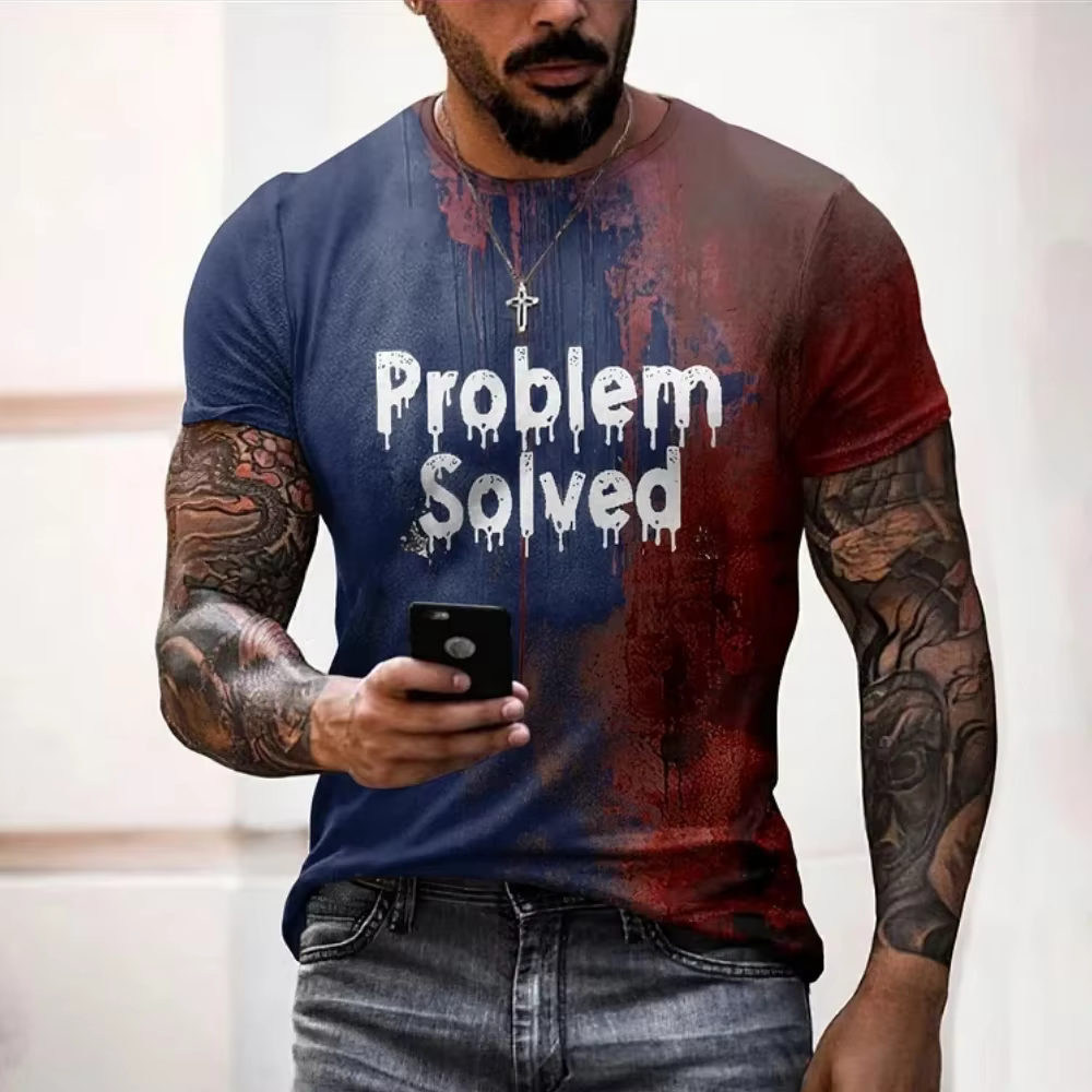 T-shirts pour hommes problème résolu sanglant imprimé