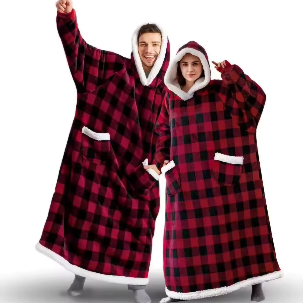 180 cm de Long couverture d'hiver avec manches en peluche polaire portable canapé
