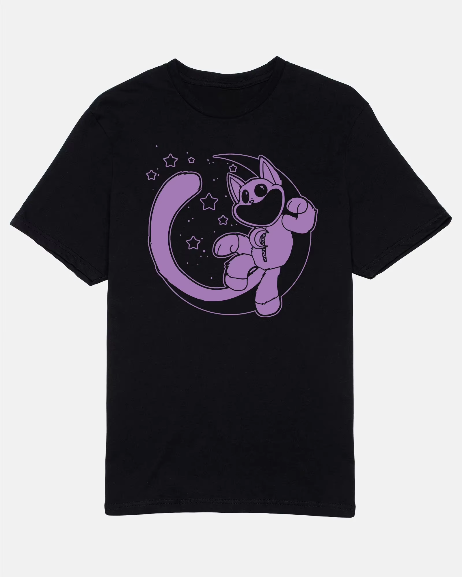 T-shirt CatNap Cartoon Moon Black Tee Poppy Game Time – Nouvelle collection été 2026 – Vêtements pour hommes et femmes