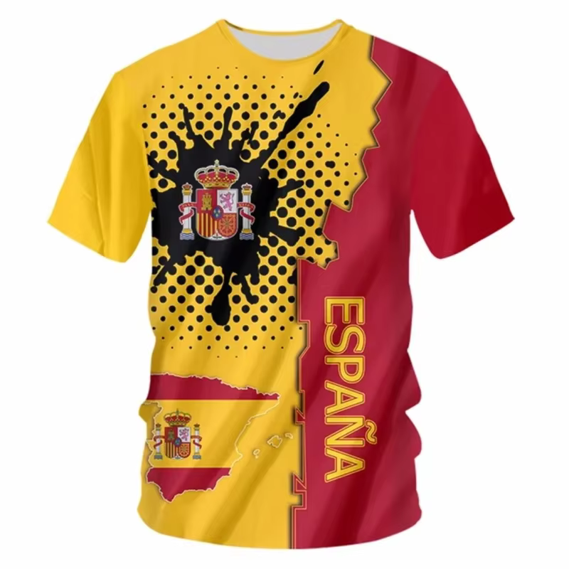 T-shirt rouge et jaune pour hommes