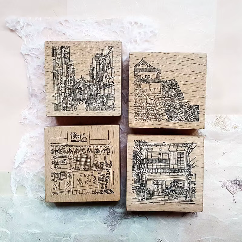 Tampons en bois pour scrapbooking