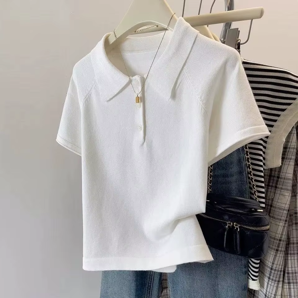 Pulls à manches courtes en tricot pour femmes