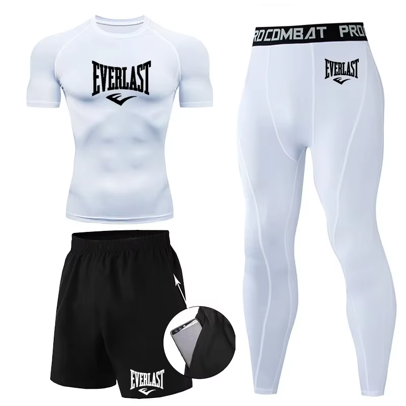 EVERLAST hommes T-shirt + Short 2 pièces ensemble loisirs souffle à manches courtes Sport Jogging gymnase marque impression vêtements