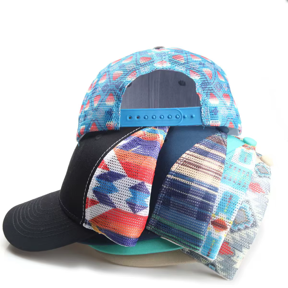 Casquette de baseball de couleur géométrique avec logo de design de mode pour l'escalade en plein air