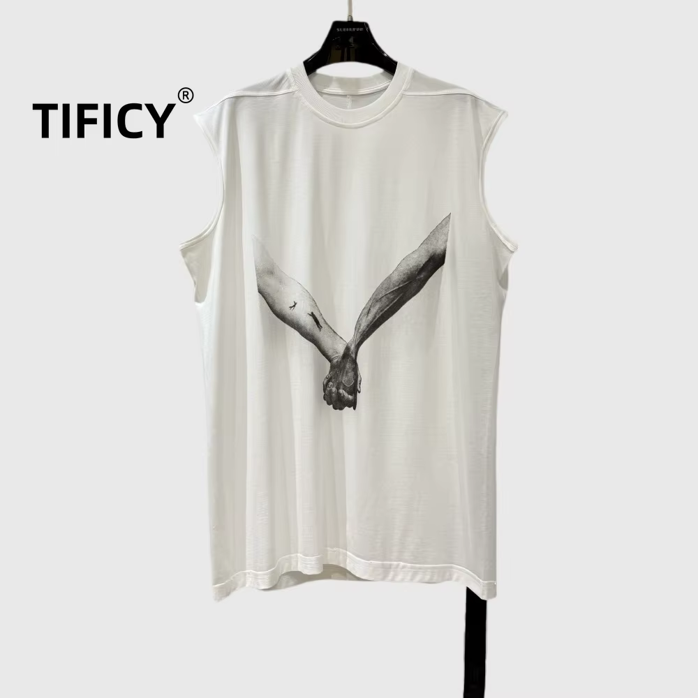 High Street Tees Débardeurs Style Homme Été Nouveau Bras Imprimé Sangle Conception Lâche Grand Décontracté Mode Polyvalent Débardeur