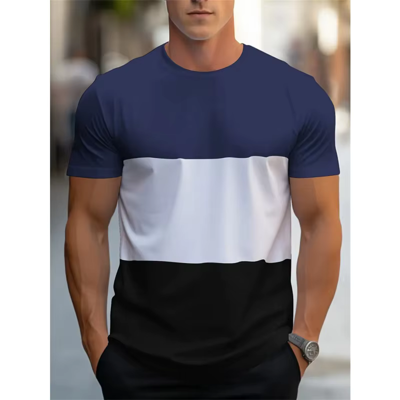 T-shirt à motif de rayures colorées pour hommes
