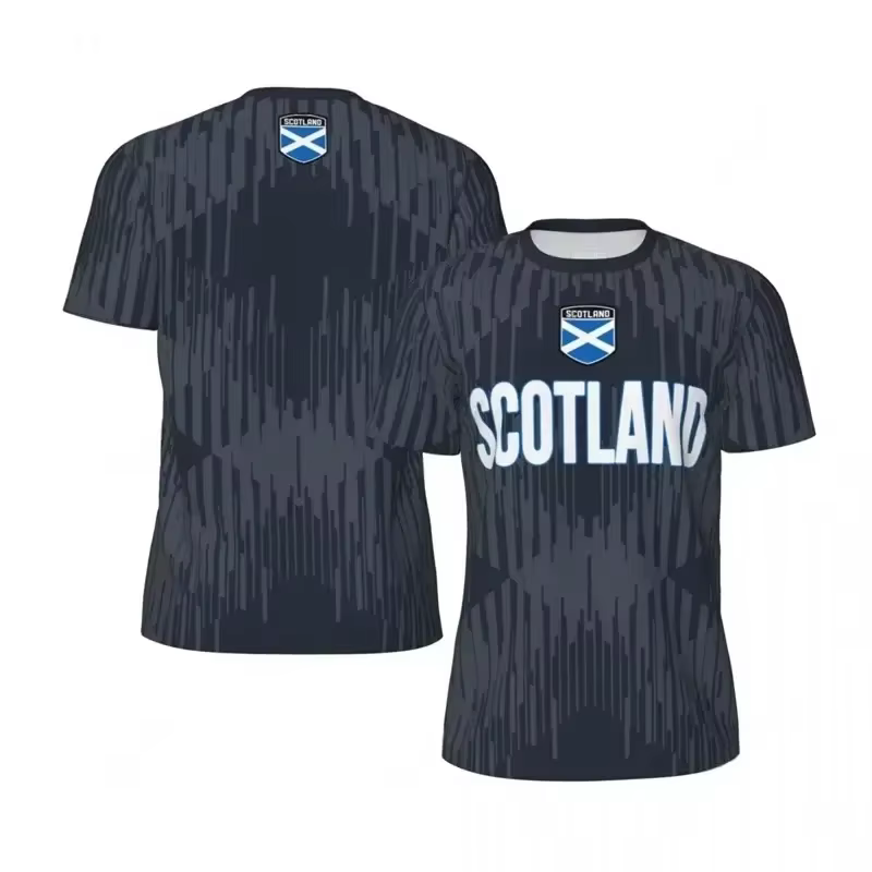 T-shirt de sport à motif bleu écossais pour hommes et femmes