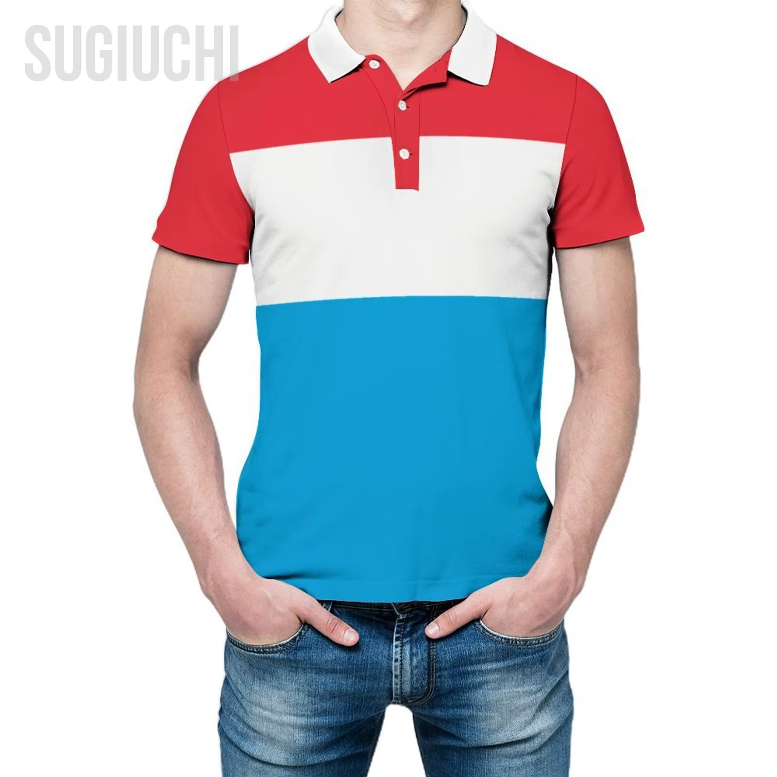 Polo unisexe avec drapeau du Luxembourg imprimé en 3D