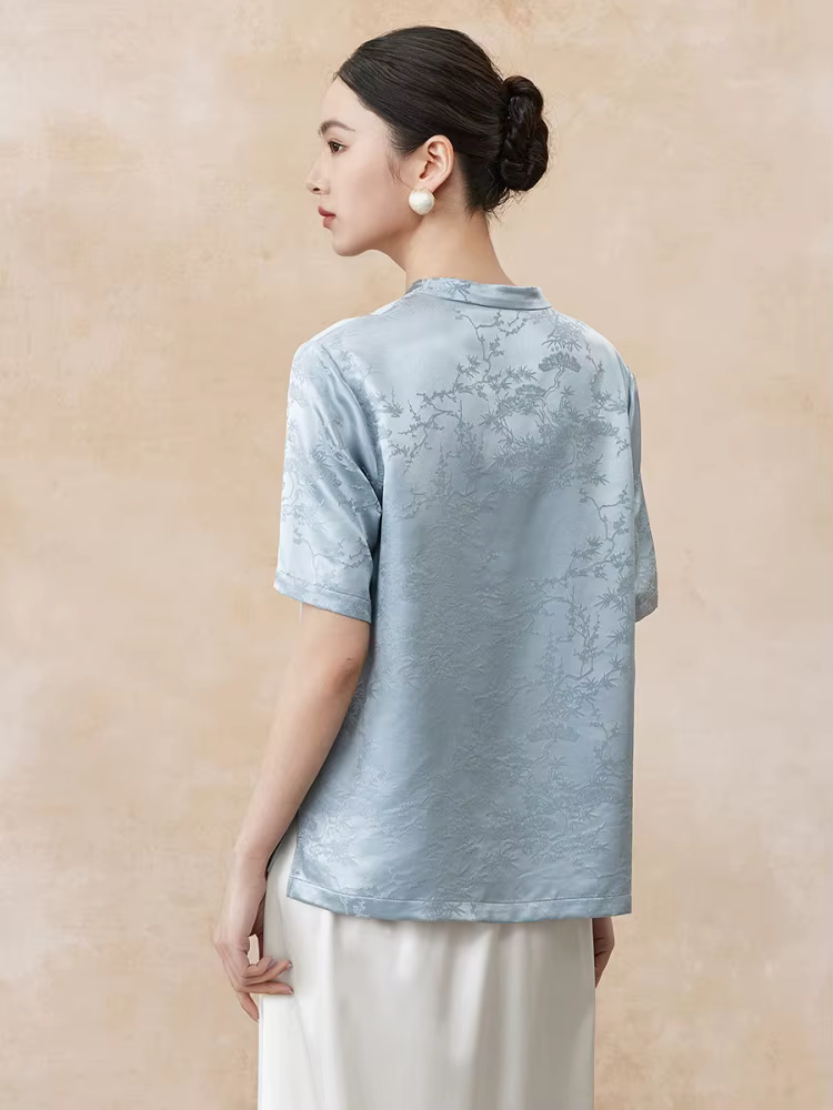 Birdtree, T-shirt 100% soie véritable 28MM