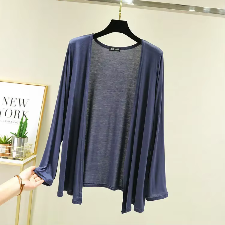 Nouvelle offre spéciale de la saison femmes à manches longues Modal coton coupe ajustée veste légère Cardigan ouvert printemps été mince vêtements d'extérieur Air