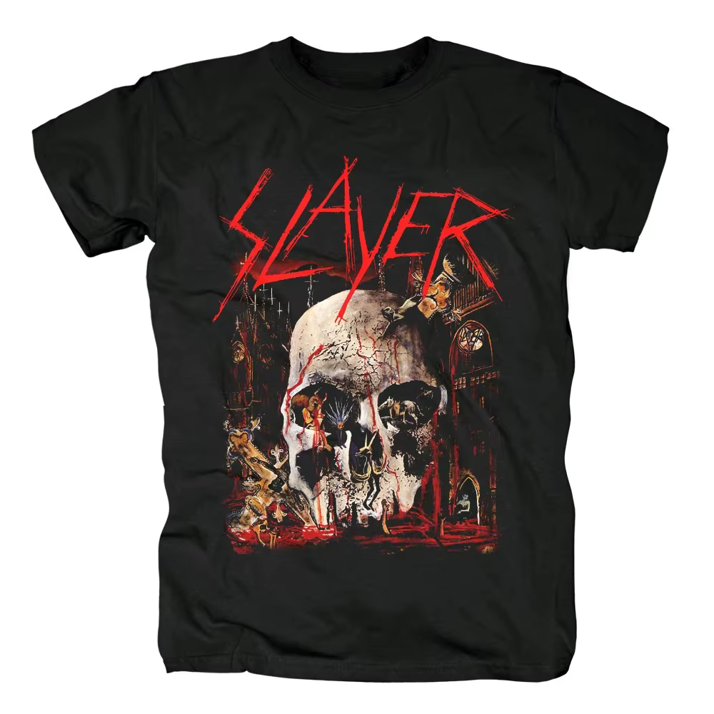 SLAYER T-shirt imprimé hommes surdimensionné Y2k rétro rue Hip Hop