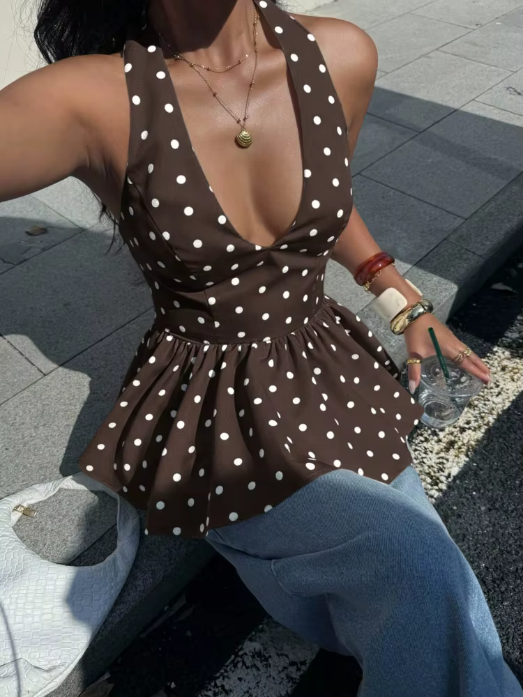 Haut court femme à pois