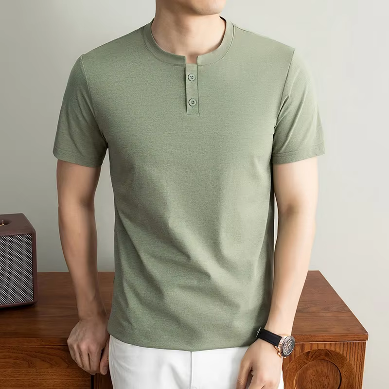 T-shirt Henley basique pour homme