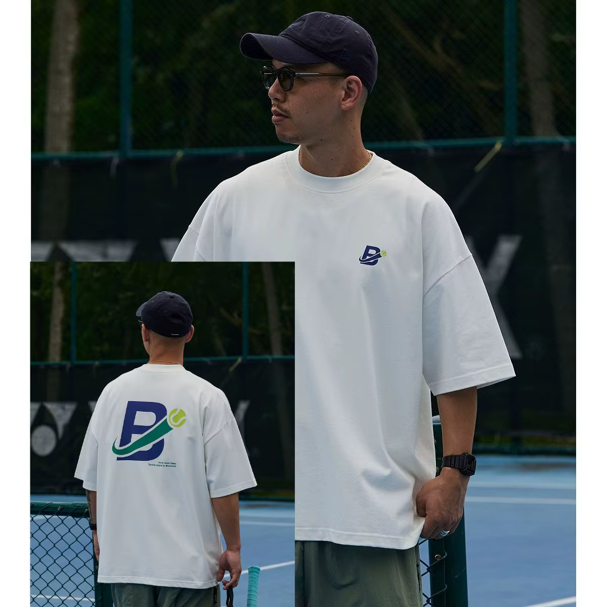 T-shirt graphique tennis lettre B pour homme