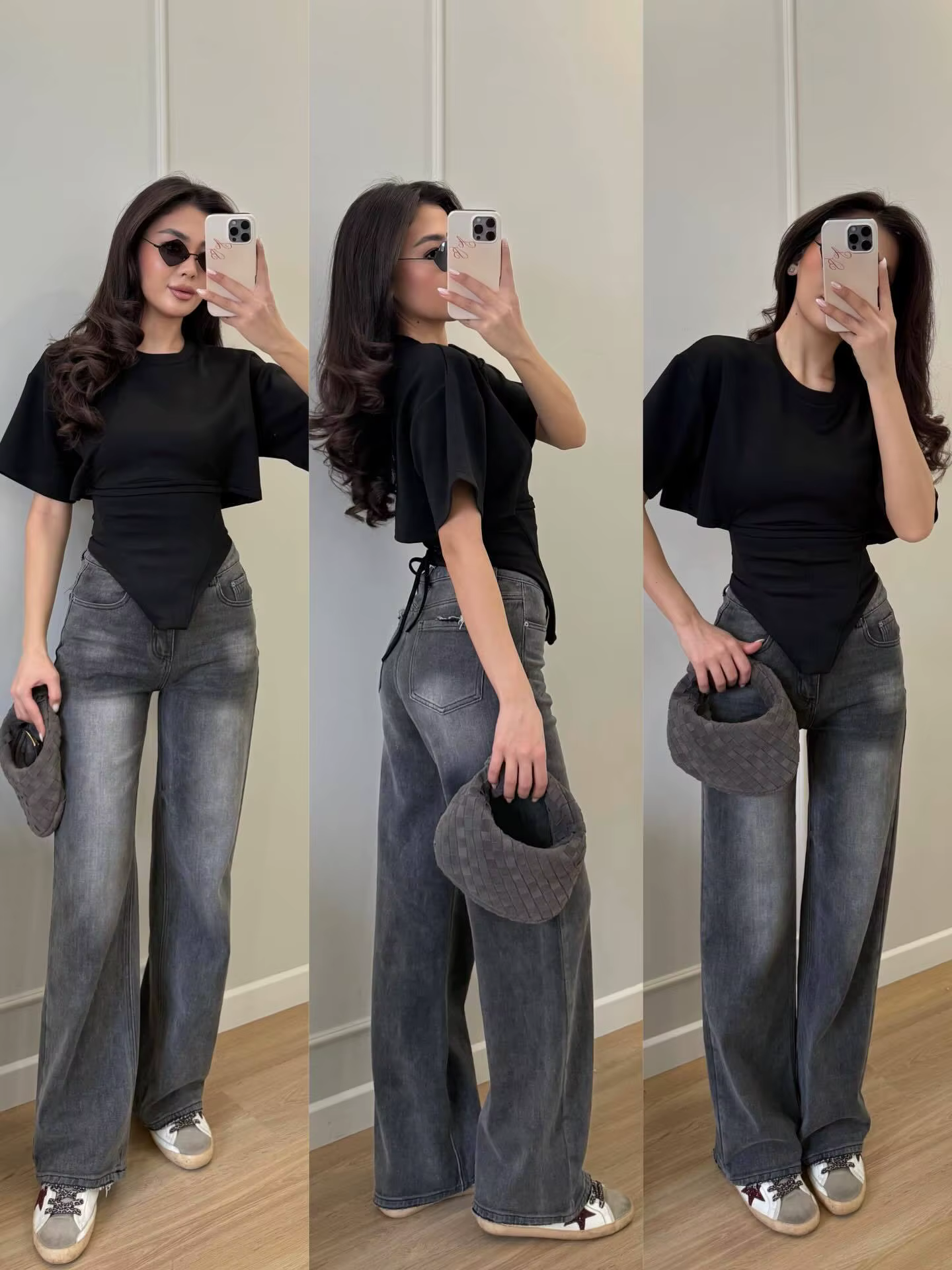 T-shirt à col rond et manches courtes pour femme