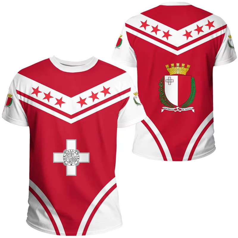 Drapeau de Malte impression 3D T-shirts pour hommes vêtements de créateurs hommes été unisexe à manches courtes hauts mode T-shirts Streetwear Harajuku t-shirt