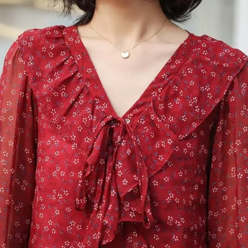 Mousseline de soie femme haut chemises et chemisiers floraux pour femmes nouveau Streetwear été 2025 nouveautés mode élégante Promotion chaude Xxl jeunesse