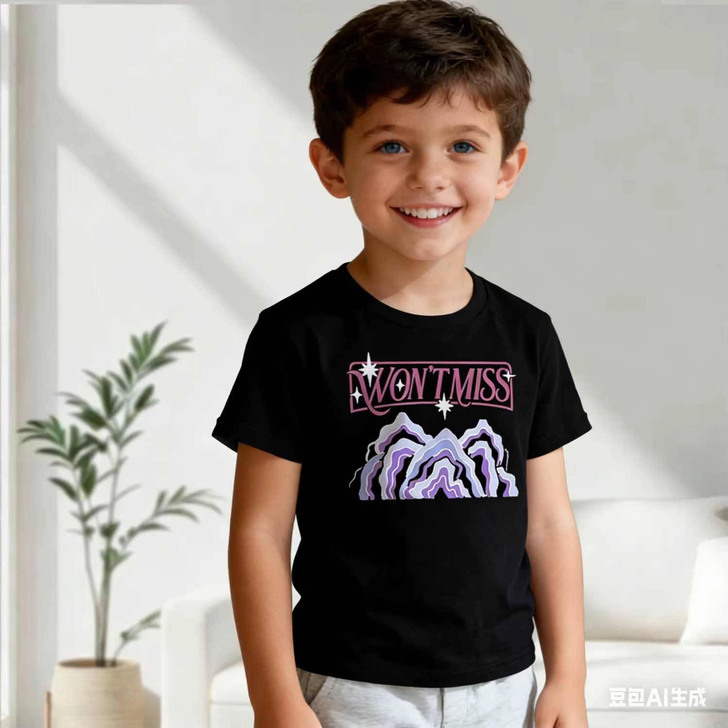 T-shirt à manches courtes avec imprimé graphique de dessin animé K-POP à la mode pour enfant/adulte, adapté aux activités de plein air et à un usage quotidien