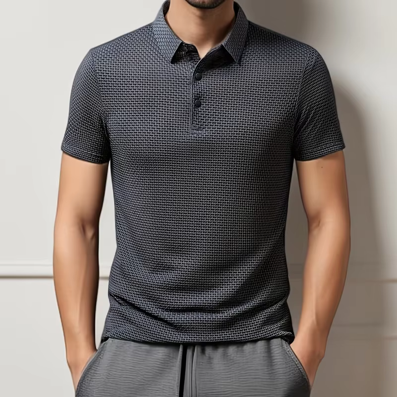 Nouveaux hommes d'affaires décontracté à manches courtes fleur d'os couleur unie POLO mode respirant confortable été polyvalent haut
