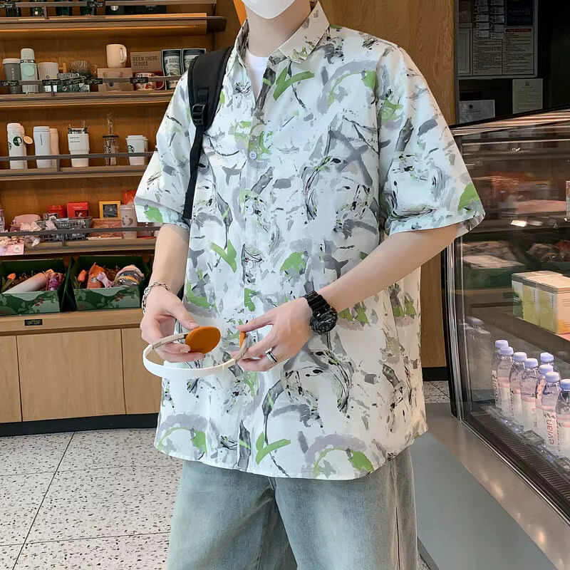 Shrit 2025 imprimé tropical respirant pour hommes - Chemise de plage légère et ample pour l'été