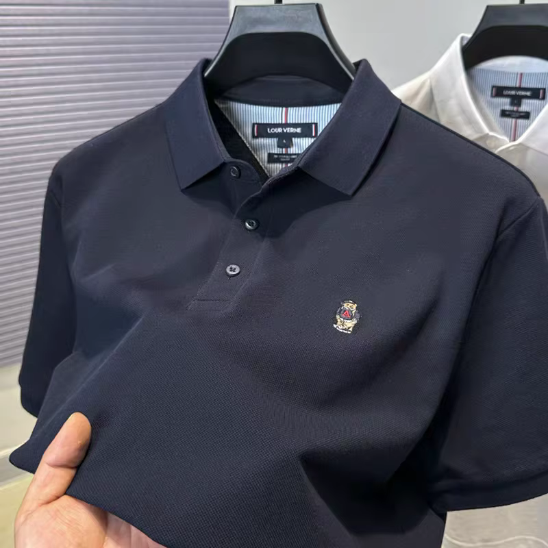 Polo à manches courtes pour hommes T-shirt respirant 100% coton marque haut de gamme ours de dessin animé