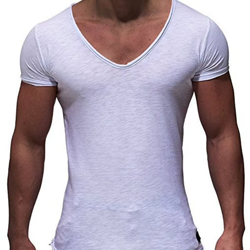 T-shirt hommes 2025 loisirs été à manches courtes couleur unie patchwork hauts t-shirts vêtements