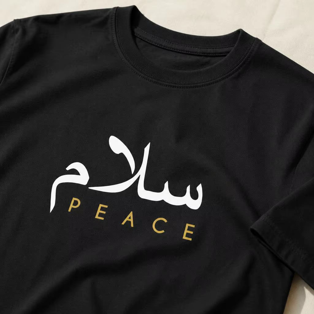 T-shirt pour homme avec calligraphie arabe Salam