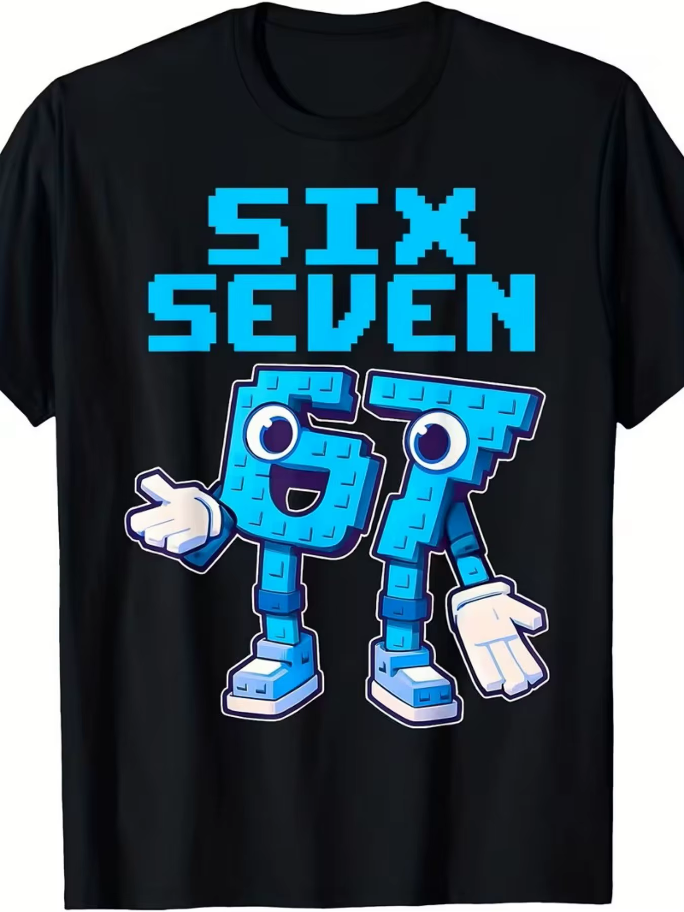 T-shirt drôle à imprimé graphique numérique 67 (Six Seven) style 'Brainrot' italien
