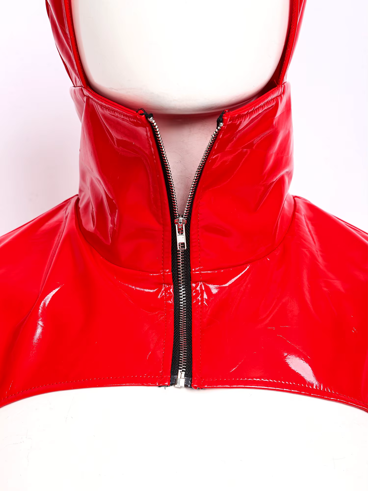 Débardeur court à capuche en similicuir PU pour homme