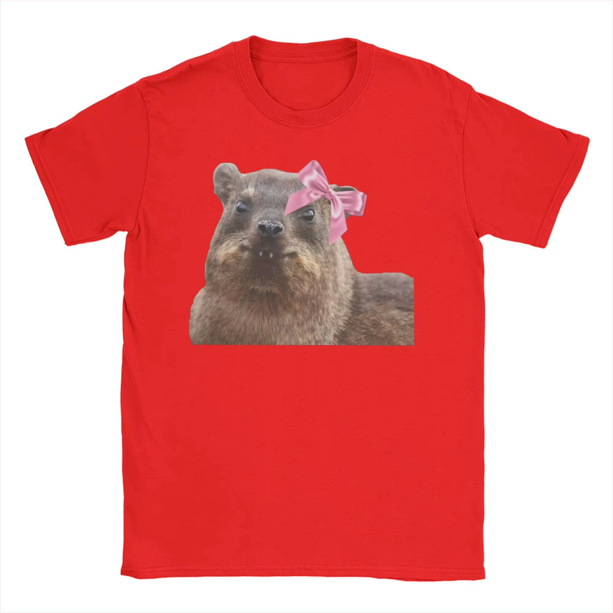 T-shirt Hyrax Awawa pour femme avec un col rond mignon et un motif de lapin