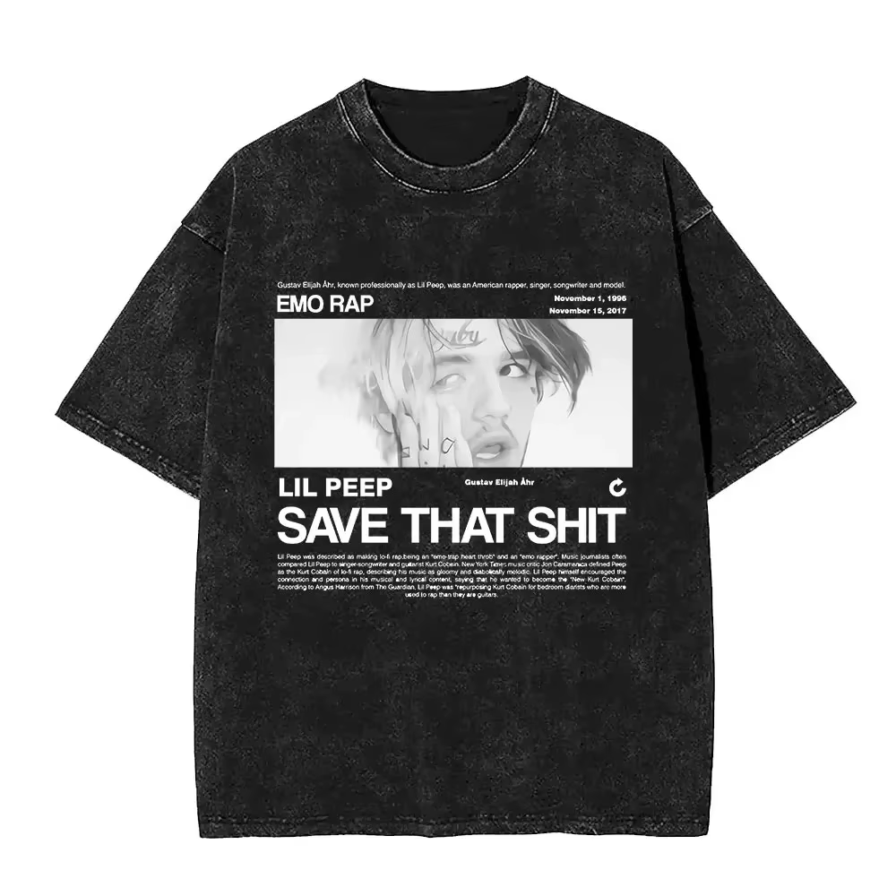 Lavé Vintage rappeur Lil Peep Album de musique 2025 T-shirts hommes femmes mode Hip Hop rétro