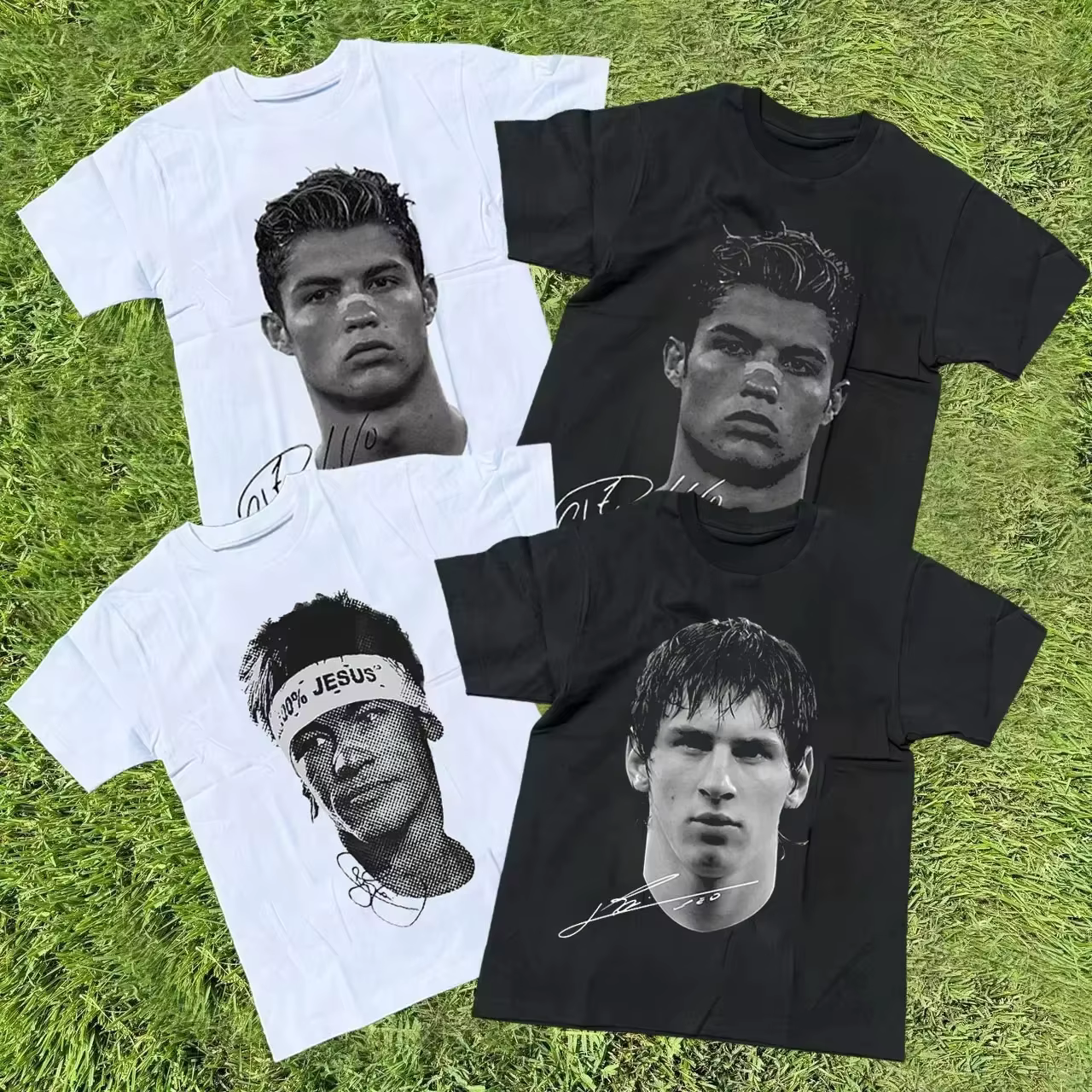 T-shirt imprimé avec portrait des superstars du football Cristiano Ronaldo