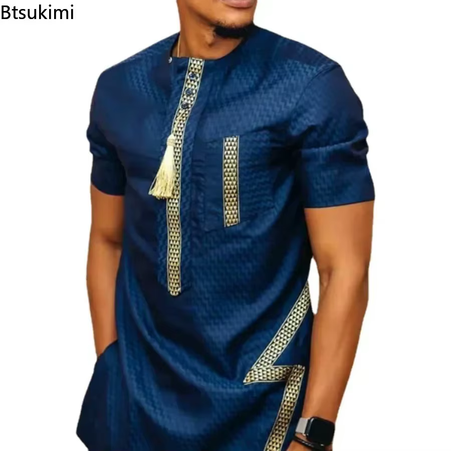 2026 hommes d'été T-Shirt africain mode cou imprimé à manches courtes