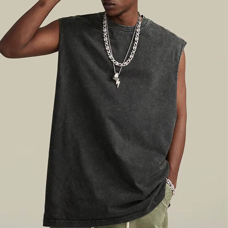 Débardeurs en coton délavé style vintage pour hommes et femmes – Idéaux pour la gym