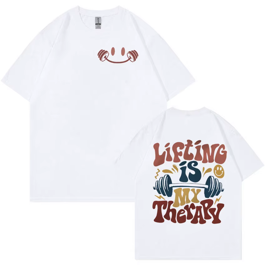 Le levage est ma époque de thérapie drôle Meme T-shirt hommes femmes été Harajuku mode T-shirts Vintage col rond