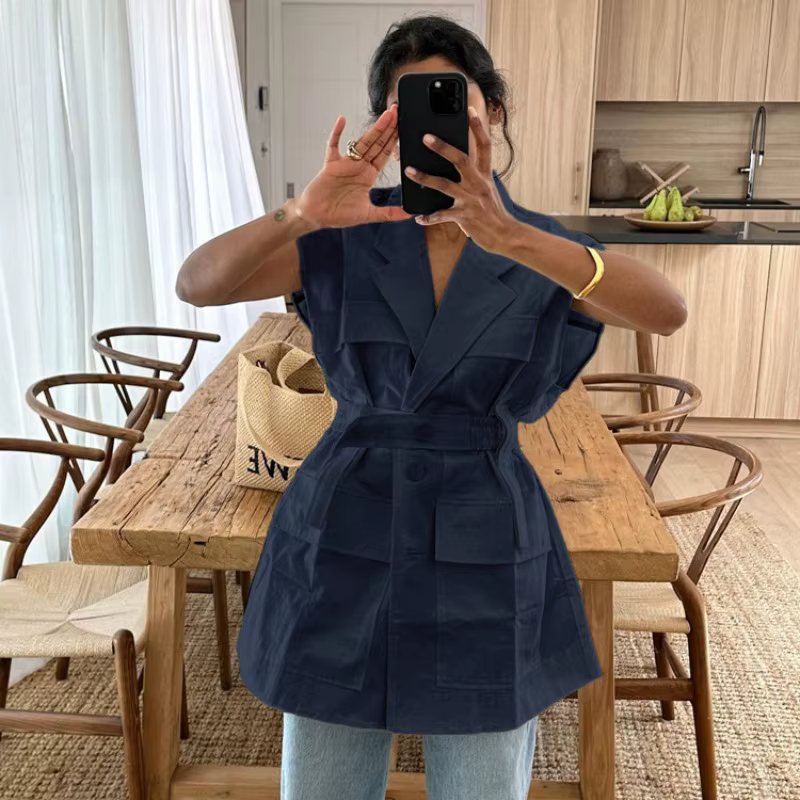 Gilet pour femmes habillé sans manches Blazer automne été poche