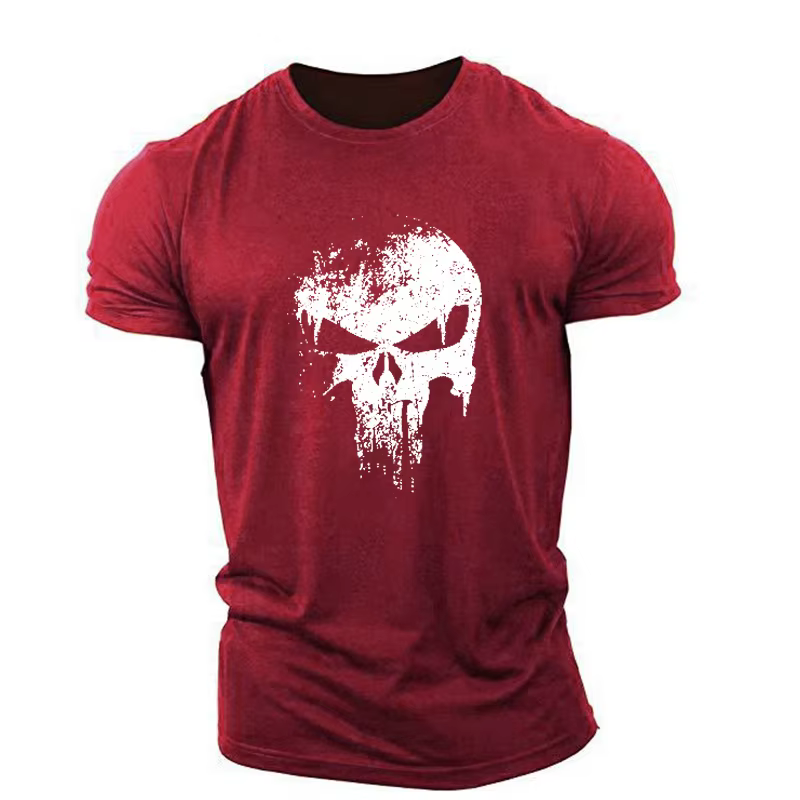 T-shirt Horror Skulls à manches courtes pour hommes, imprimé en 3D, style de rue masculin, haut de sport sportif décontracté, grande taille 6XL