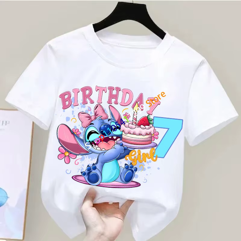 T-shirt d'anniversaire Lilo & Stitch pour enfants de 1 à 9 ans
