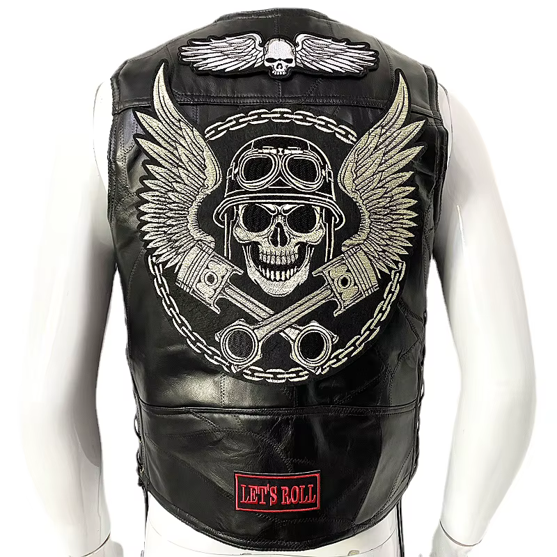 Gilet de motard en cuir pour homme