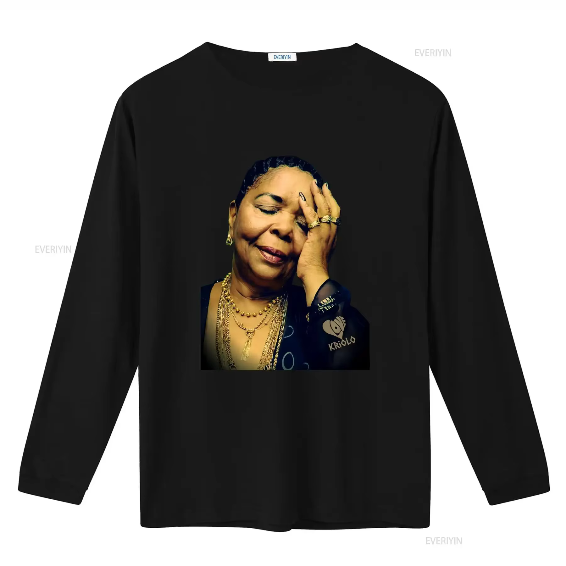 T-shirt Cesaria Evora Cabo Verde Ultra Cotton Love Kriolo à manches longues ou courtes vintage lavé respirant élégant confortable