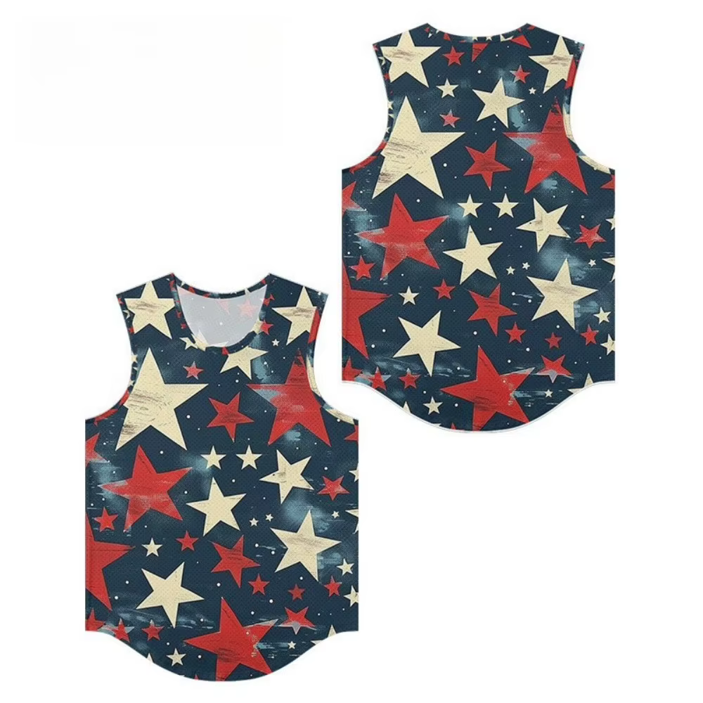 Débardeur pour hommes gilets étoiles requins imprimé tendance vêtements de plage respirants essentiel sans manches