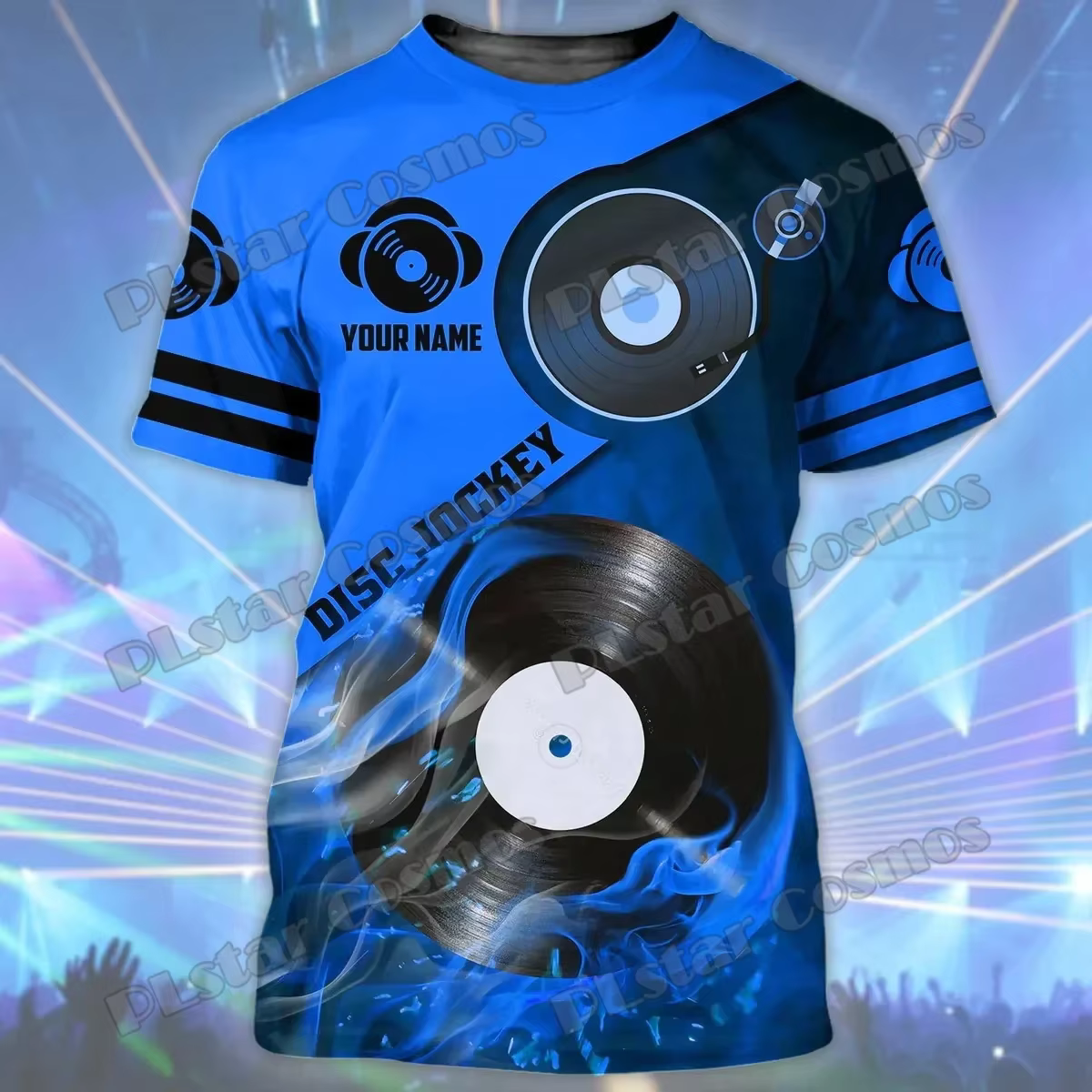 Nom personnalisé coloré DJ disque Jockey 3D imprimé mode hommes T-Shirt été unisexe décontracté