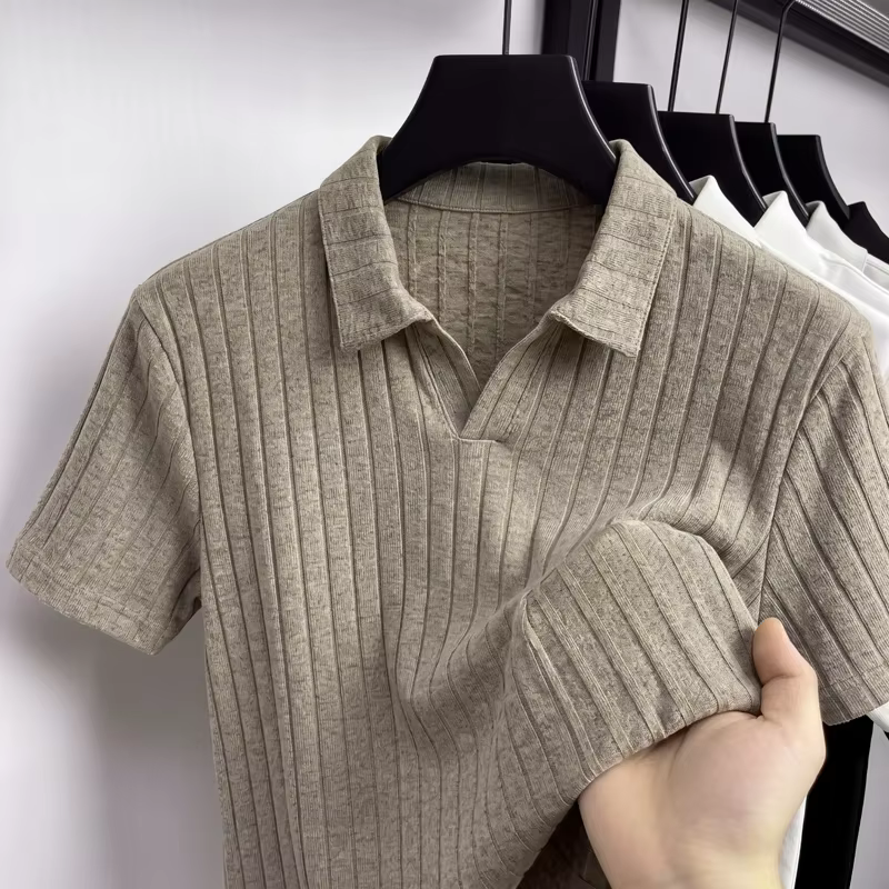 Polo en tricot côtelé pour homme
