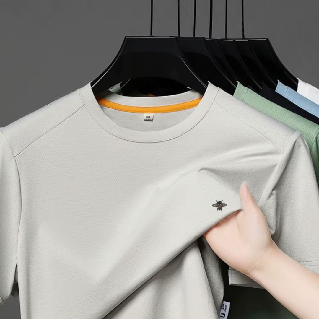 Nouvelle marque de luxe hommes T-shirt col rond dessin animé abeille broderie à manches courtes respirant sans couture