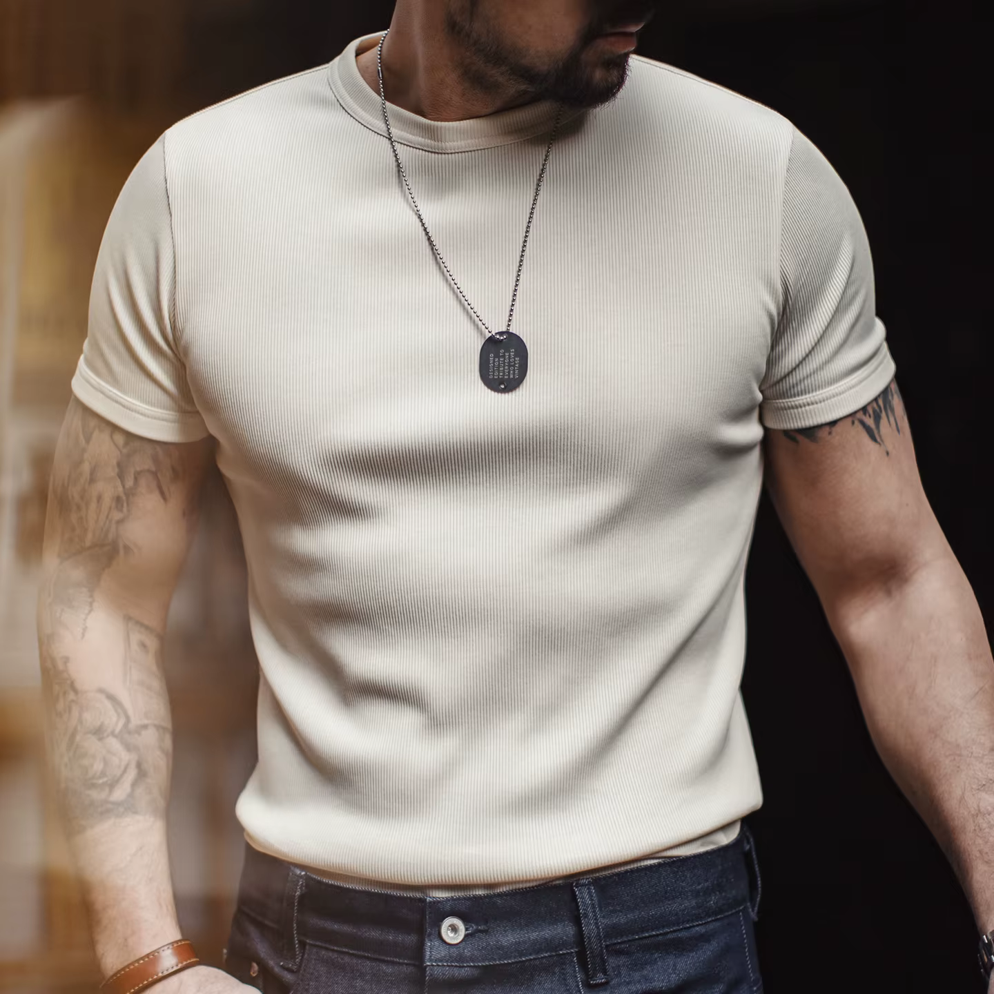 T-shirt homme Maden coupe ajustée col rond manches courtes extensible doux rafraîchissant décontracté été basique uni