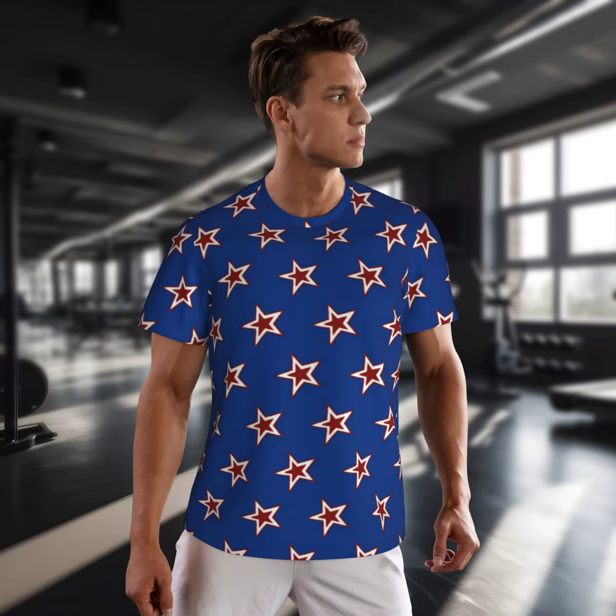 T-shirt graphique à manches courtes imprimé étoiles pour hommes