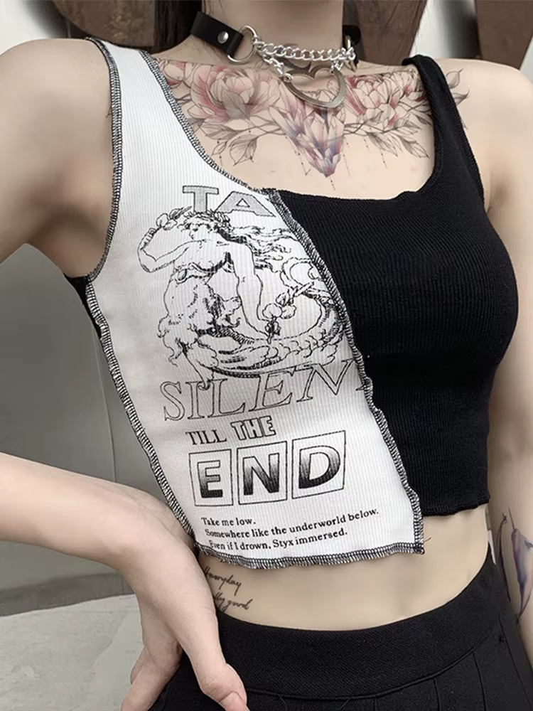 Débardeur en Patchwork Style Punk pour femmes