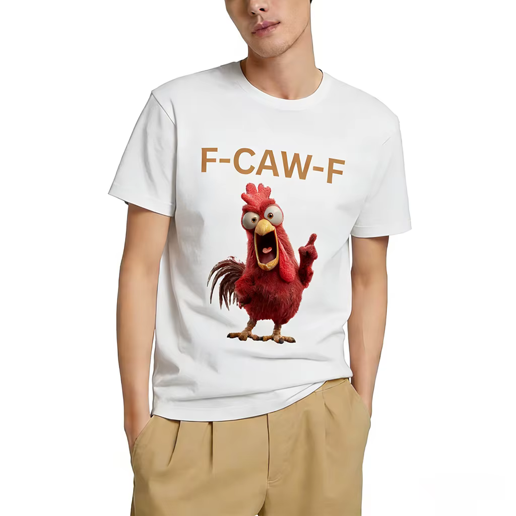 T-shirt manches courtes col rond pour hommes et femmes, imprimé poulet drôle f-chaw-f, décontracté, respirant, graphique de dessin animé
