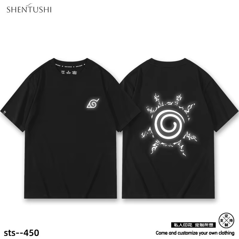T-shirt pour enfants Naruto Nine Tailed Anime en coton imprimé double face