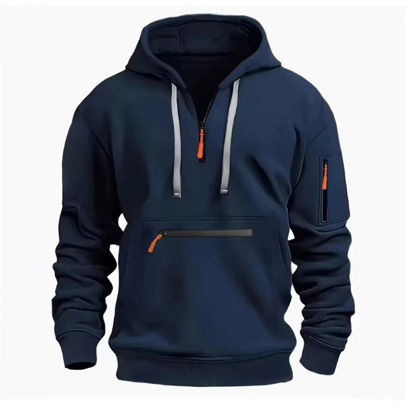 Sweat-shirt à capuche demi-zip pour hommes